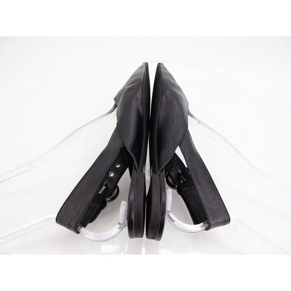 Jeffrey Campbell Scone Slingback Pointed Toe Flat Black Leather Size 7 Buckle - Picture 7 of 12